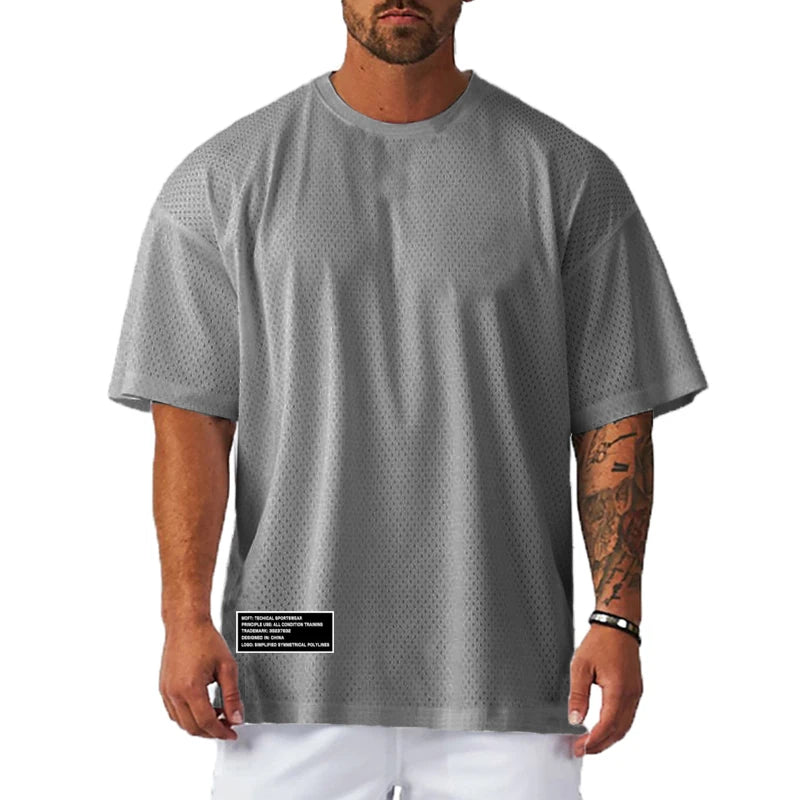 Men's Oversized Mesh Gym T-Shirt – Breathable Training Tee