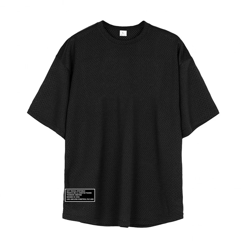 Men's Oversized Mesh Gym T-Shirt – Breathable Training Tee