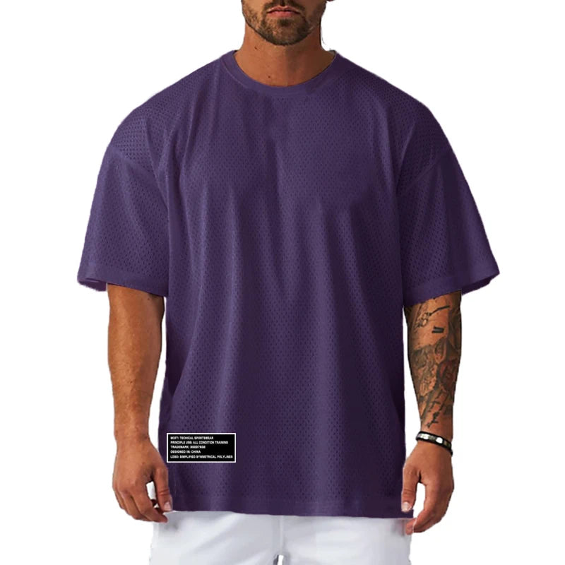 Men's Oversized Mesh Gym T-Shirt – Breathable Training Tee