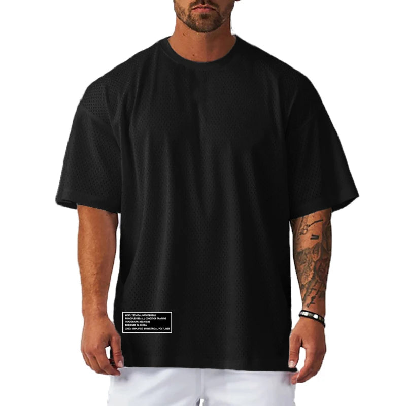 Men's Oversized Mesh Gym T-Shirt – Breathable Training Tee