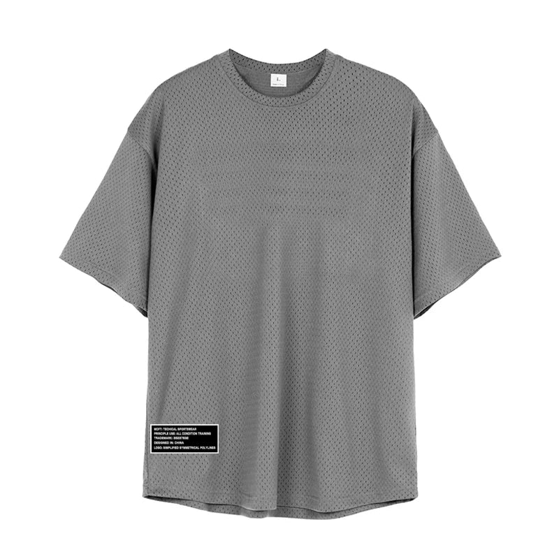 Men's Oversized Mesh Gym T-Shirt – Breathable Training Tee